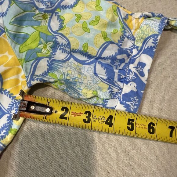 Lilly Pulitzer Andover Dress 4 Blue Yellow Lined Floral Monkey Lemon Pockets - Picture 8 of 9